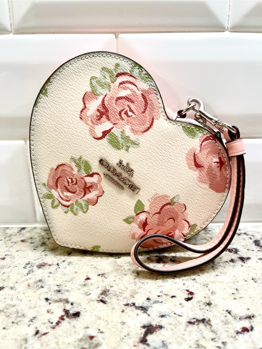 Coach Heart Floral Wristlet EUC